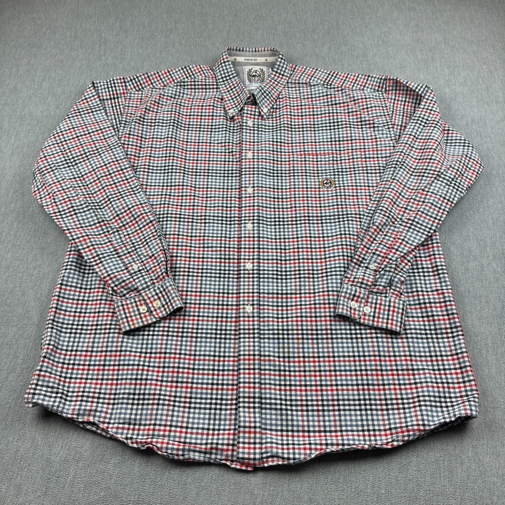 Cinch Shirt Men 2XL Black Red Check Long Sleeve Button Down Western Cowboy
